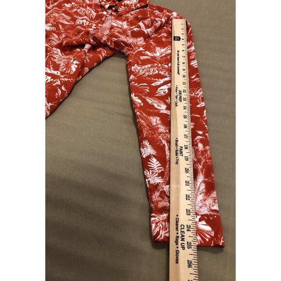 H&M US CA Women Petite Small Vintage Hawaiian Orange Print Bottom Up Shirt - Picture 11 of 13